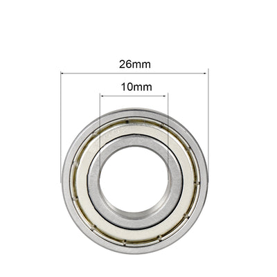 Harfington Deep Groove Ball Bearing 6000Z Single Shield, 10mmx26mmx8mm Chrome Steel Bearings 10pcs
