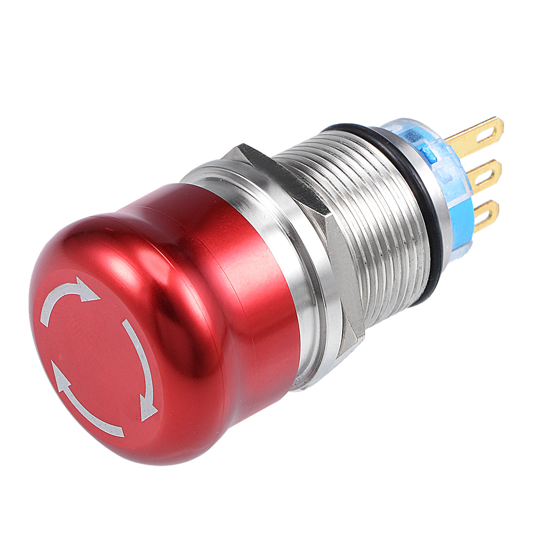 Harfington 19mm  Mounting Hole Metal Latching Emergency Stop Push Button Switch NO NC Red
