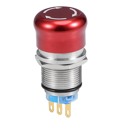 Harfington 19mm  Mounting Hole Metal Latching Emergency Stop Push Button Switch NO NC Red