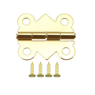 Harfington 0.79" Golden Hinges Butterfly Shape Hinge Replacement with Screws 50pcs