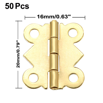 Harfington 0.79" Golden Hinges Butterfly Shape Hinge Replacement with Screws 50pcs
