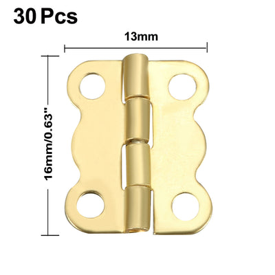 Harfington 0.63" Golden Hinges Butterfly Shape Hinge Replacement with Screws 30pcs