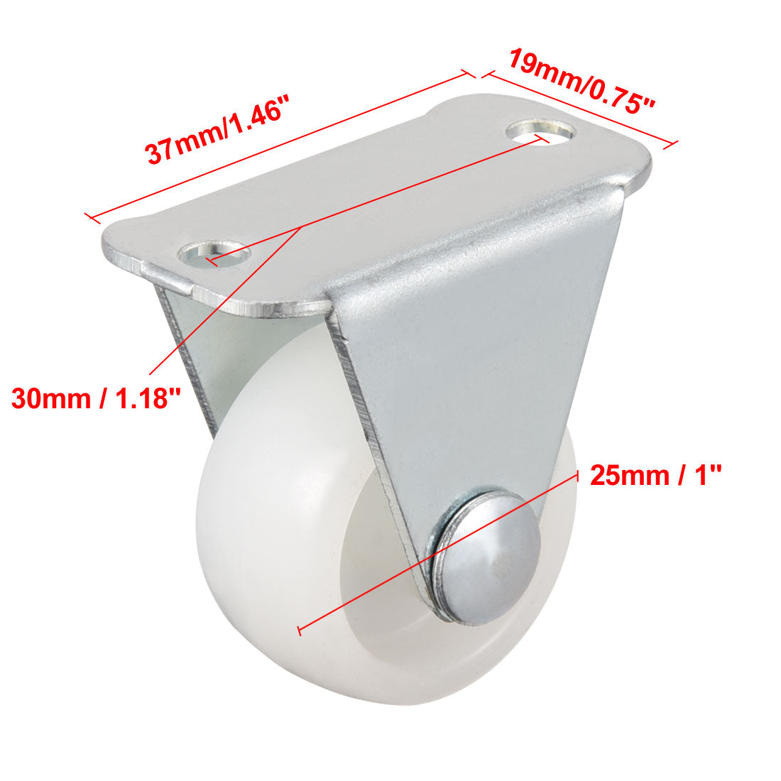 Harfington 1 Inch Fixed Caster Wheels PP Top Plate Mounted Caster Wheel 11lb Capacity 4 Pcs