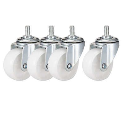 Harfington 2 Inch Swivel Caster Wheels PP 360 Degree Threaded Stem Caster Wheel M8 x 15mm 66lb Capacity 4 Pcs
