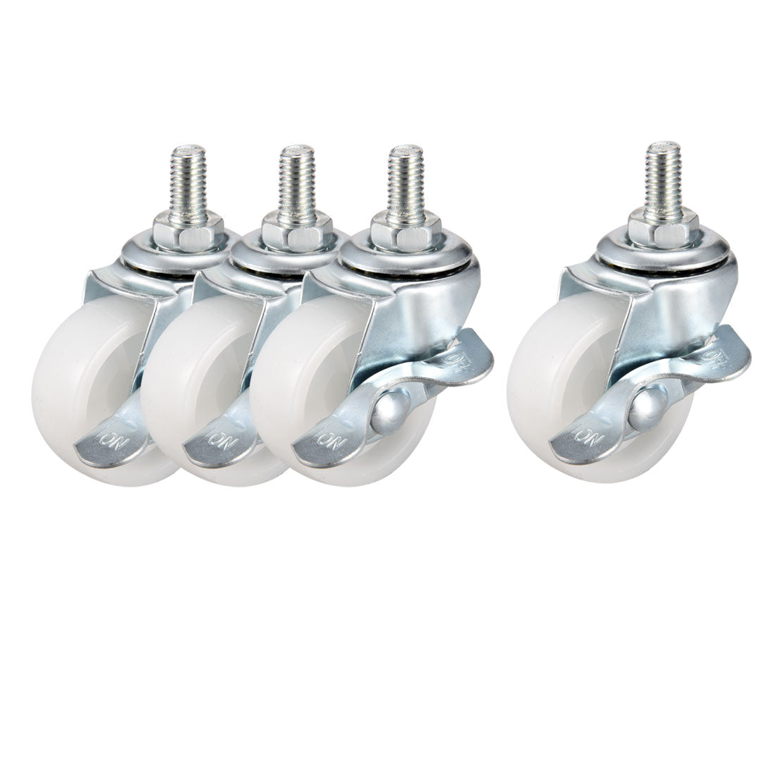Harfington 1.5 Inch Swivel Caster Wheels PP 360 Degree Threaded Stem Caster Wheel with Brake M8 x 15mm 44lb Capacity 4 Pcs