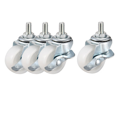 Harfington 1.5 Inch Swivel Caster Wheels PP 360 Degree Threaded Stem Caster Wheel with Brake M8 x 15mm 44lb Capacity 4 Pcs