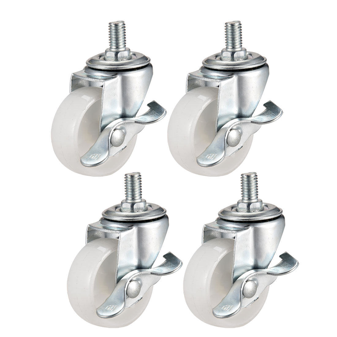 Harfington 2 Inch Swivel Caster Wheels PP 360 Degree Threaded Stem Caster Wheel with Brake M8 x 15mm 66lb Capacity 4 Pcs