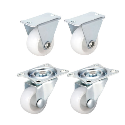 Harfington 1 Inch PP Top Plate Mounted Caster Wheel 11lb Capacity 4 Pcs (2 Pcs Swivel, 2 Pcs Fixed)