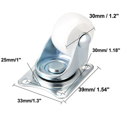 Harfington 1.2 Inch PP Top Plate Mounted Caster Wheel 22lb Capacity 4 Pcs (2 Pcs Swivel, 2 Pcs Fixed)