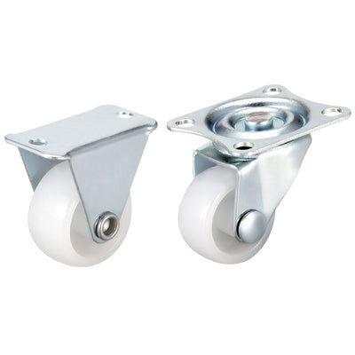 Harfington 1.2 Inch PP Top Plate Mounted Caster Wheel 22lb Capacity 4 Pcs (2 Pcs Swivel, 2 Pcs Fixed)