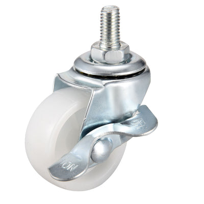 Harfington 1.5 Inch Swivel Caster Wheels PP 360 Degree Threaded Stem Caster Wheel M10 x 15mm 44lb Capacity 4 Pcs (2 Pcs with Brake, 2 Pcs No Brake)