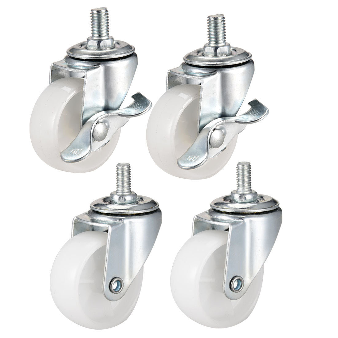 Harfington 2 Inch  Swivel Caster Wheels PP 360 Degree Threaded Stem Caster Wheel M8 x 15mm 66lb Capacity 4 Pcs