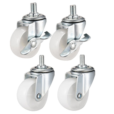 Harfington 2 Inch  Swivel Caster Wheels PP 360 Degree Threaded Stem Caster Wheel M8 x 15mm 66lb Capacity 4 Pcs