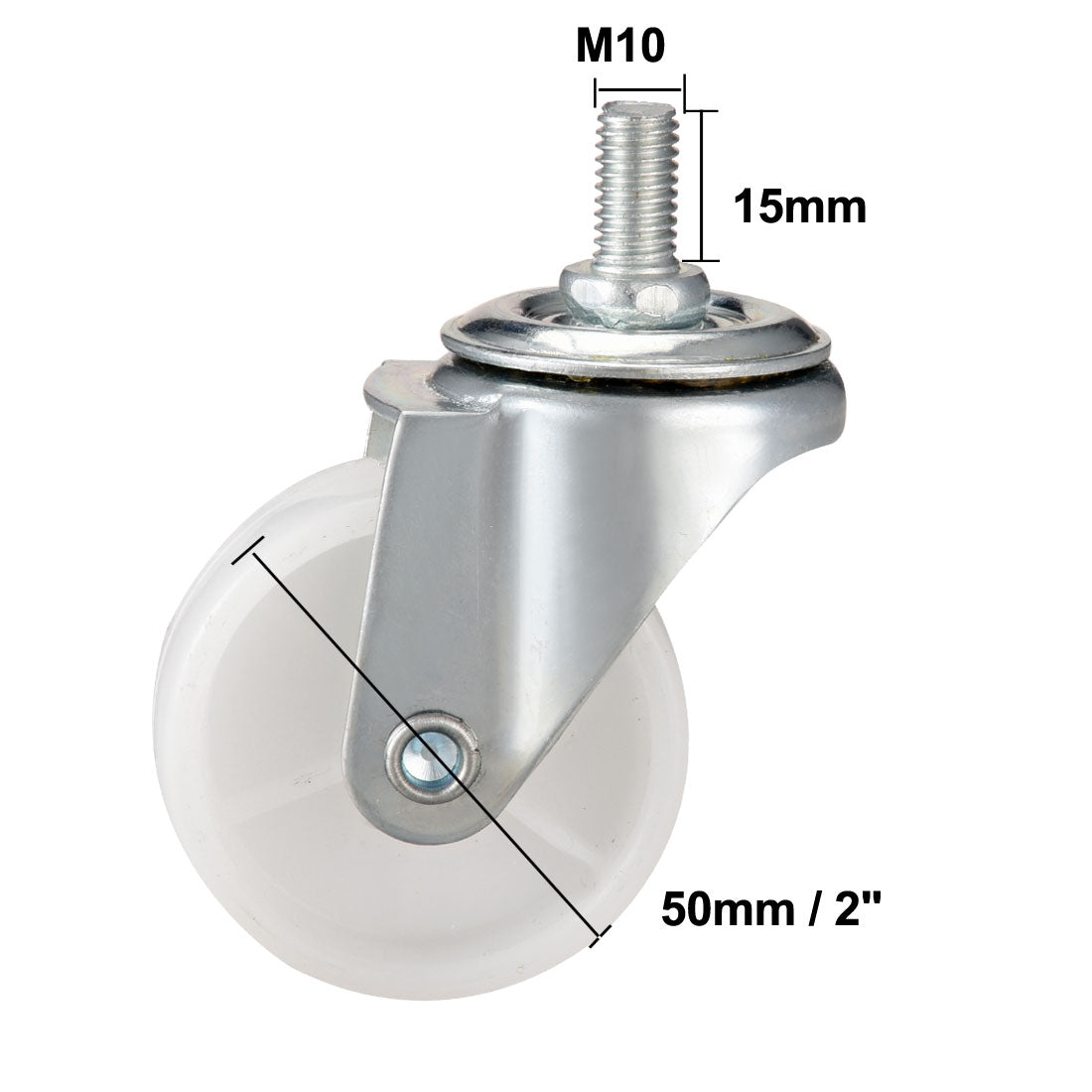 Harfington 2 Inch Swivel Caster Wheels PP 360 Degree Threaded Stem Caster Wheel M10 x 15mm 66lb Capacity 4 Pcs (2 Pcs with Brake, 2 Pcs No Brake)