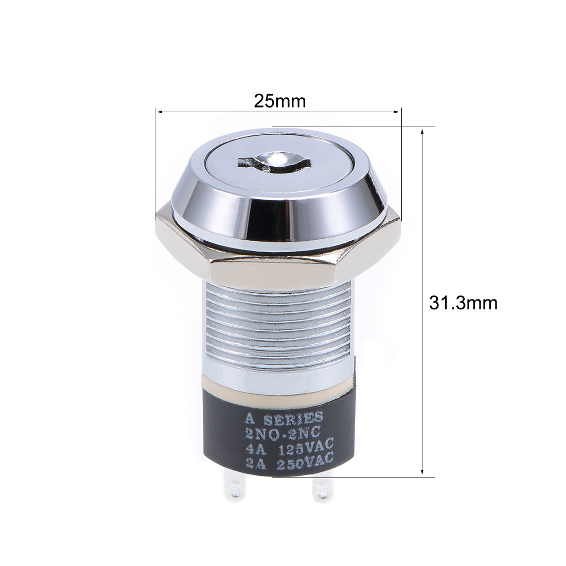 Harfington 19mm 2 Positions 2NO 2NC Electric Keylock Push Button Switch