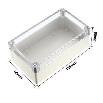 Harfington 158*90*60mm Electronic Waterproof IP65 Sealed ABS Plastic DIY Junction Box Enclosure Case Clear