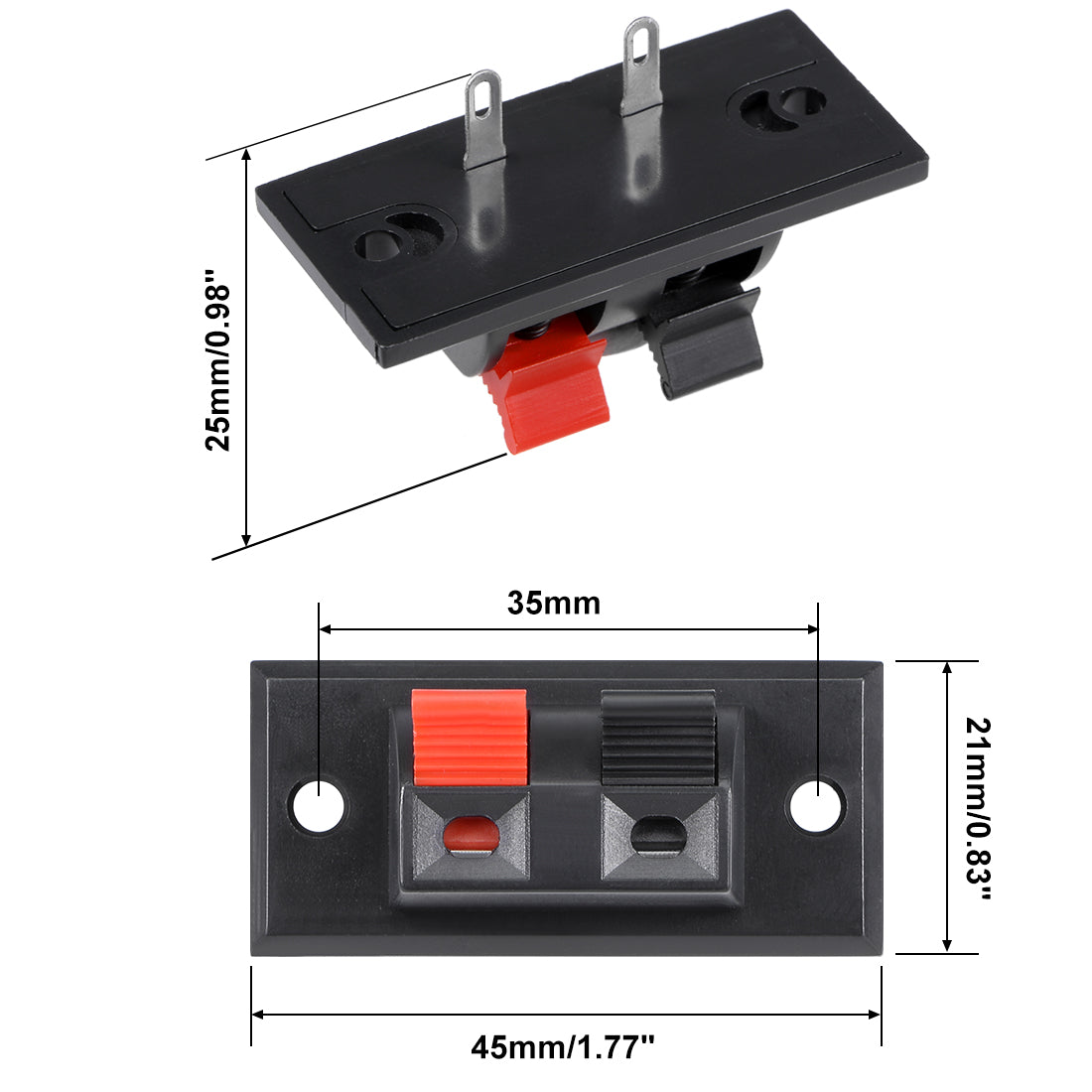 Harfington 16pcs 2 Way Jack Socket Spring Push Release Connector Speaker Terminal Strip Block 45mm x 21mm
