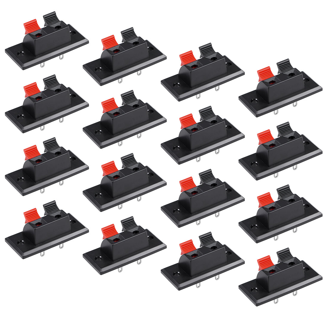Harfington 16pcs 2 Way Jack Socket Spring Push Release Connector Speaker Terminal Strip Block 45mm x 21mm