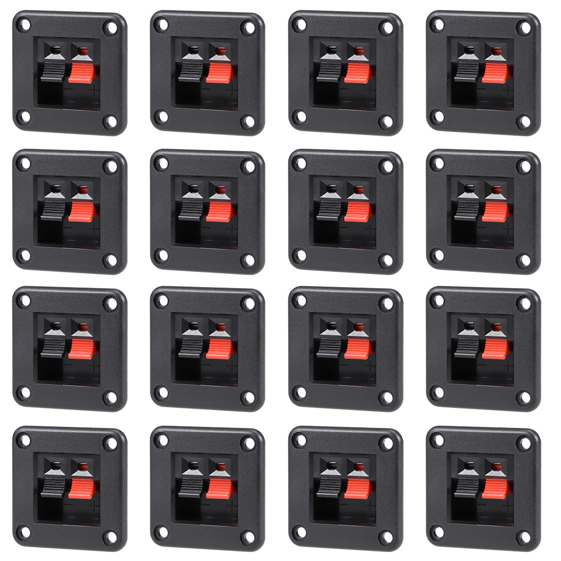 Harfington 16pcs 2 Way Jack Socket Spring Push Release Connector Speaker Terminal Strip Block
