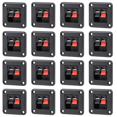 Harfington 16pcs 2 Way Jack Socket Spring Push Release Connector Speaker Terminal Strip Block