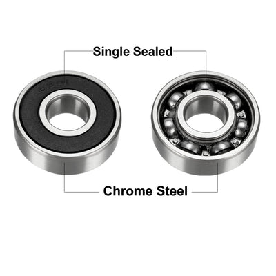 Harfington Deep Groove Ball Bearing 6201RZ Single Sealed, 12mm x 32mm x 10mm Chrome Steel Bearings 5Pcs