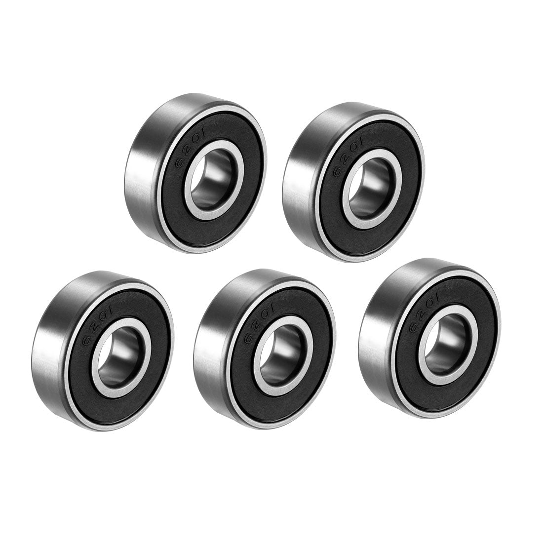 Harfington Deep Groove Ball Bearing 6201RZ Single Sealed, 12mm x 32mm x 10mm Chrome Steel Bearings 5Pcs