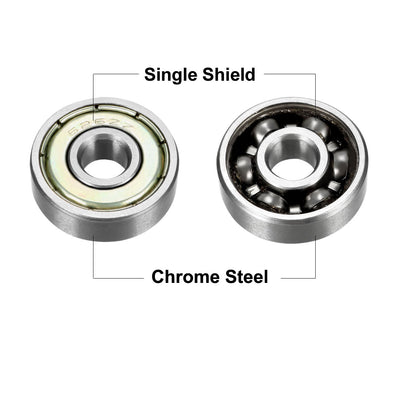 Harfington Deep Groove Ball Bearings Metric Single Shielded Chrome Steel ABEC1 Z2