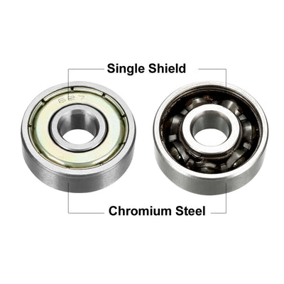 Harfington Deep Groove Ball Bearings Metric Single Shielded Chrome Steel ABEC1 Z2