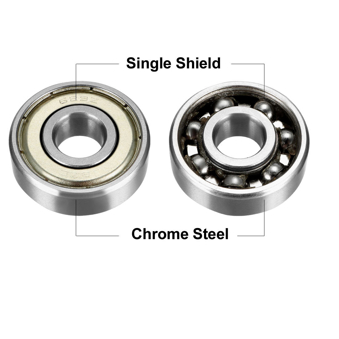 Harfington Deep Groove Ball Bearing Metric Single Shield Chrome Steel Bearings ABEC1 Z2