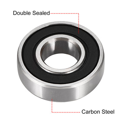 Harfington Uxcell Deep Groove Ball Bearings Metric Double Seal High Carbon Steel Z1