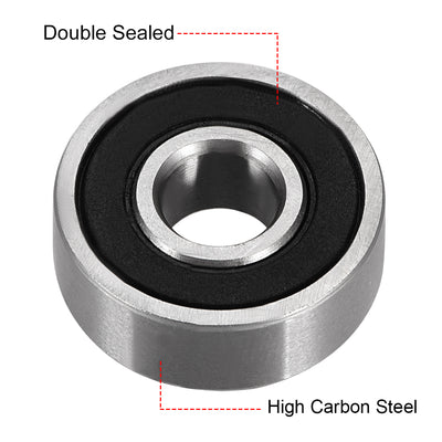 Harfington Uxcell Deep Groove Ball Bearings Metric Double Seal High Carbon Steel Z1