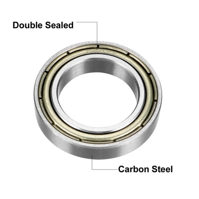 Harfington Deep Groove Ball Bearing 6802ZZ Double Shield, 15mm x 24mm x 5mm Carbon Steel Bearings 2Pcs