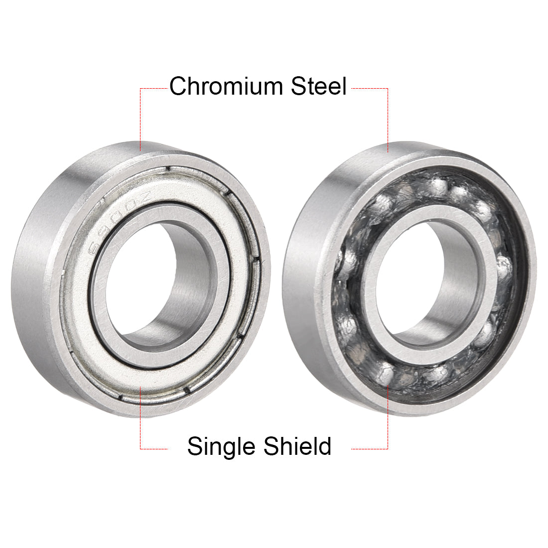 Harfington Deep Groove Ball Bearing 6900Z Single Shield, 10mm x 22mm x 6mm Chrome Steel Bearings