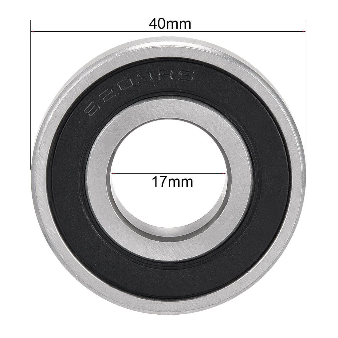 Harfington Deep Groove Ball Bearing 6203RS Single Sealed, 17mm x 40mm x 12mm Chrome Steel Bearings