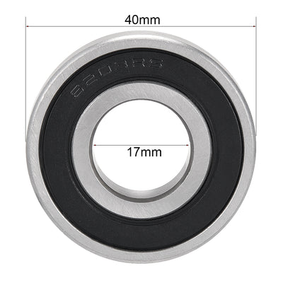 Harfington Deep Groove Ball Bearing 6203RS Single Sealed, 17mm x 40mm x 12mm Chrome Steel Bearings