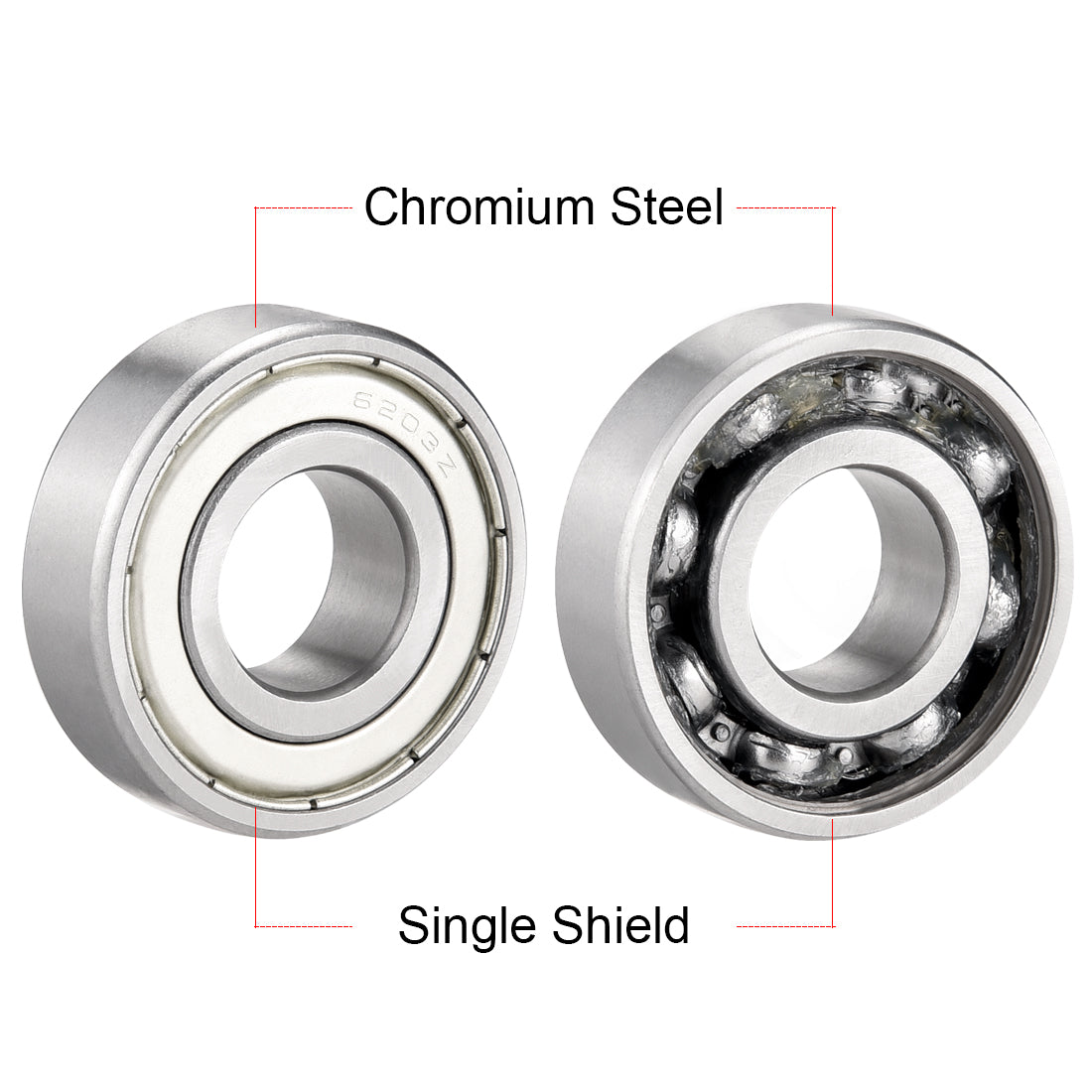 Harfington Deep Groove Ball Bearings Metric Single Shielded Chrome Steel P0 Z2