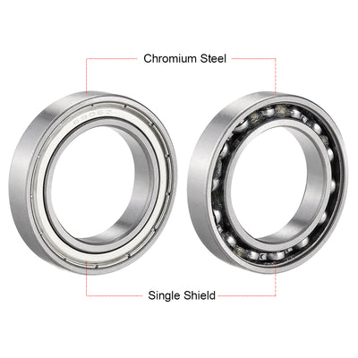 Harfington Deep Groove Ball Bearings Metric Single Shielded Chrome Steel P0 Z2