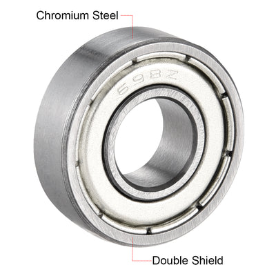 Harfington Uxcell Deep Groove Ball Bearings Metric Double Shielded Chrome Steel Roller Z2