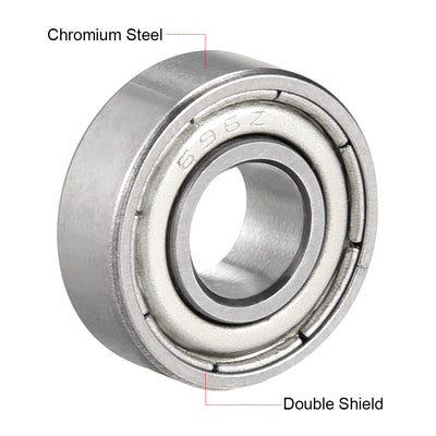 Harfington Uxcell Deep Groove Ball Bearings Metric Double Shielded Chrome Steel Roller Z2