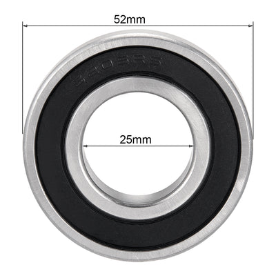 Harfington 3pcs Deep Groove Ball Bearing 6205RS Single Sealed, 25mm x 52mm x 15mm Chrome Steel Bearings