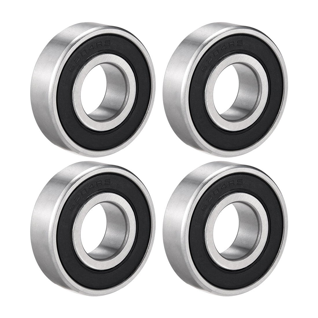 Harfington 4pcs Deep Groove Ball Bearing 6204RS Single Sealed, 20mm x 47mm x 14mm Chrome Steel Bearings