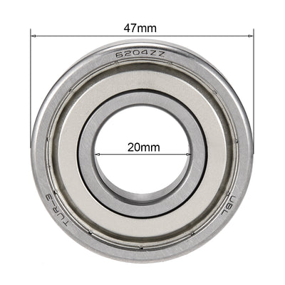 Harfington 5pcs Deep Groove Ball Bearing 6204Z Single Shield, 20mm x 47mm x 14mm Chrome Steel Bearings