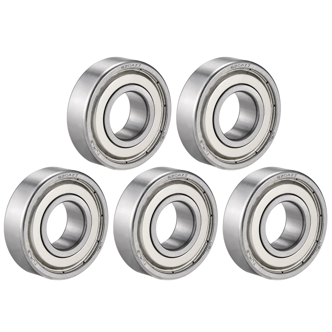 Harfington 5pcs Deep Groove Ball Bearing 6204Z Single Shield, 20mm x 47mm x 14mm Chrome Steel Bearings
