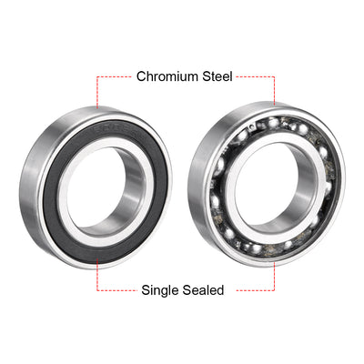 Harfington 2pcs Deep Groove Ball Bearing 6006RS Single Sealed, 30mm x 55mm x 13mm Chrome Steel Bearings