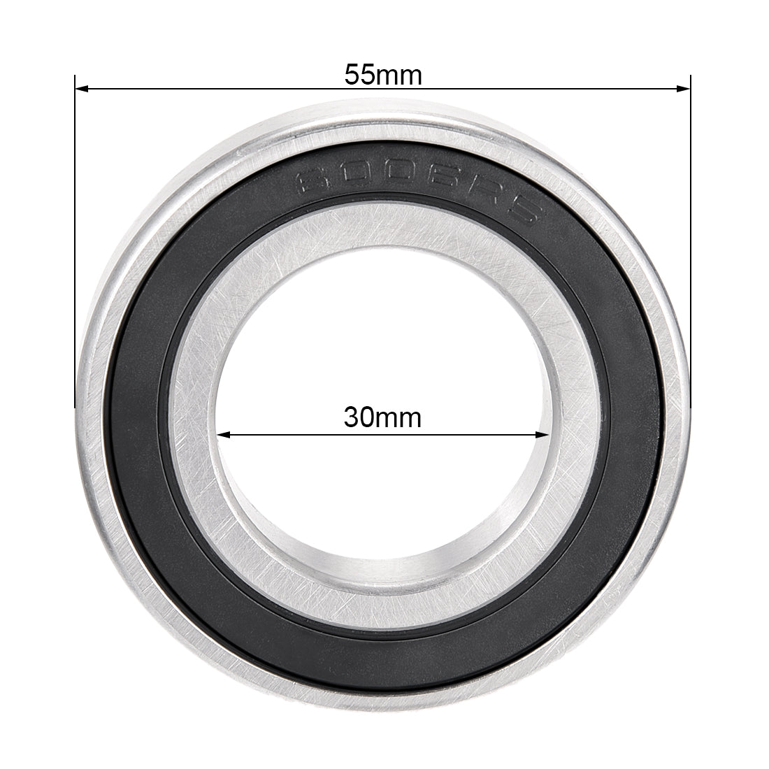 Harfington 2pcs Deep Groove Ball Bearing 6006RS Single Sealed, 30mm x 55mm x 13mm Chrome Steel Bearings