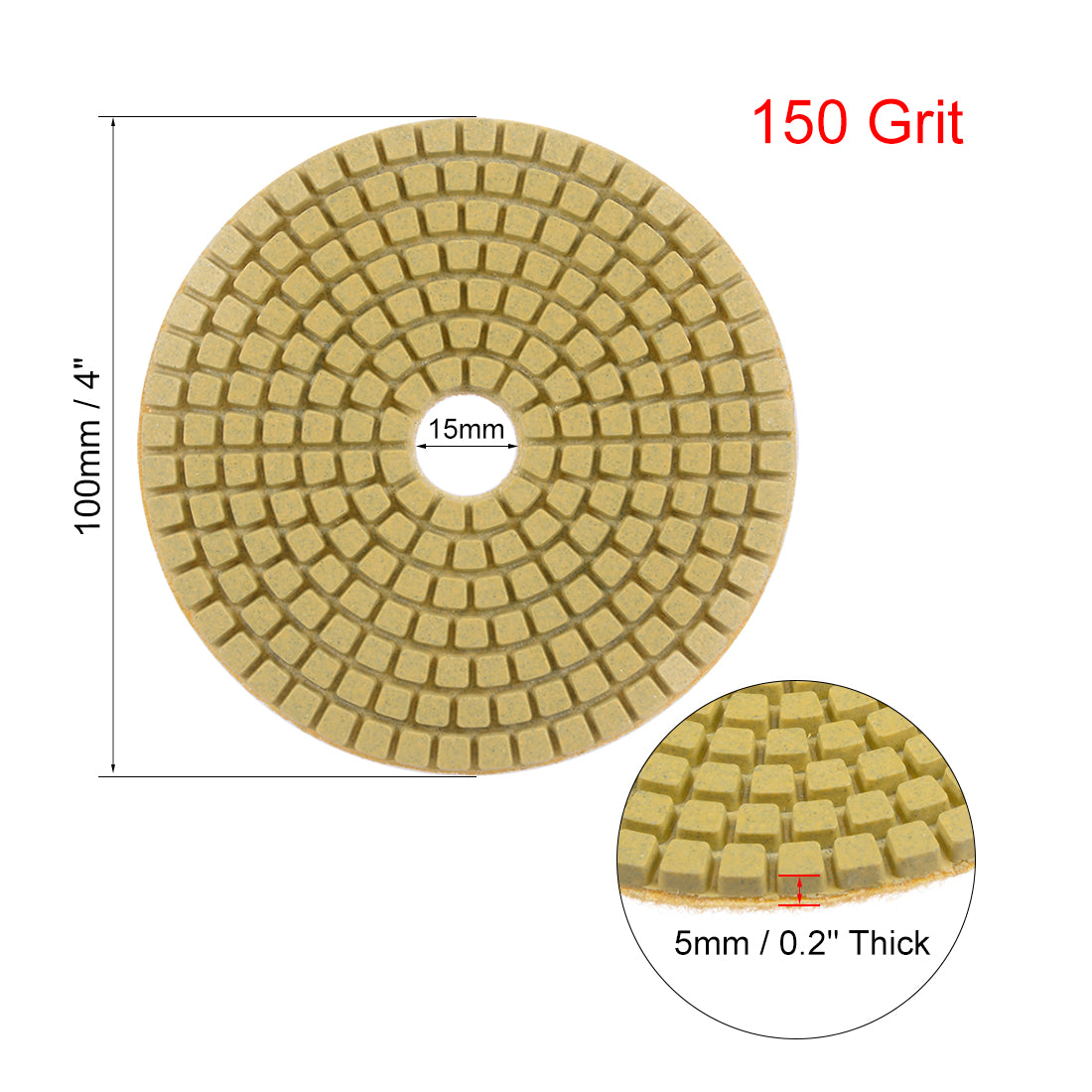 Harfington Diamond Polishing Sanding Grinding Pads Discs 4 Inch Grit 150 1 Pcs for Granite Concrete Stone Marble