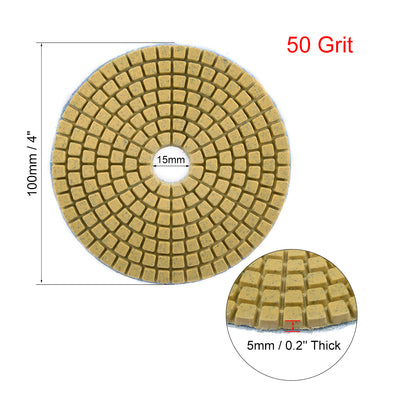 Harfington Diamond Polishing Sanding Grinding Pads Discs 4 Inch Grit 50 10 Pcs for Granite Concrete Stone Marble