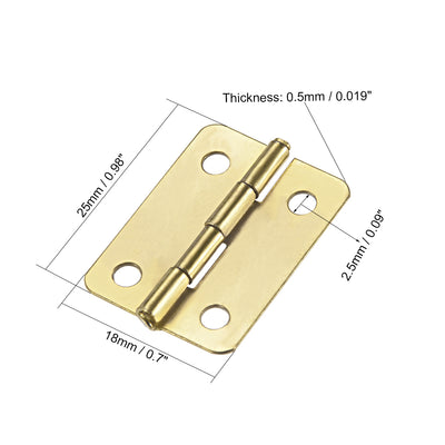 Harfington 0.98" Mini Hinge Jewelry Case Wooden Box Hinges Fittings Golden Plain 15pcs