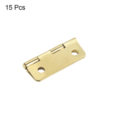 Harfington 0.98" Mini Hinge Jewelry Case Wooden Box Hinges Fittings Golden Plain 15pcs