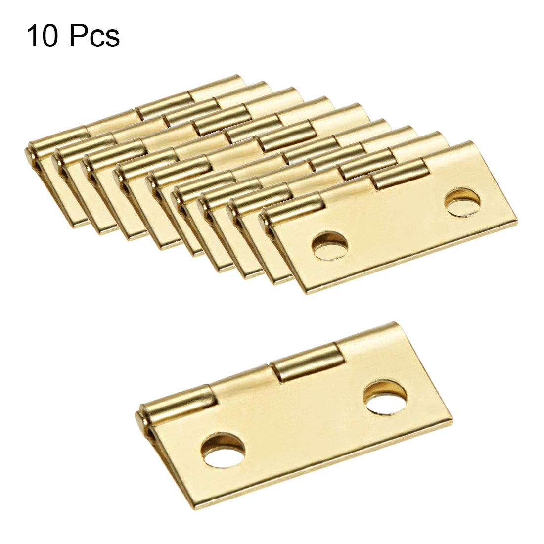 Harfington 0.7" Small  Hinge Jewelry Case Wooden Box Hinges Fittings Golden Plain 10pcs
